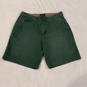 Cremieux Twill Chino Shorts Mens 34 Green Cotton Floral Trim 9 Inseam Preppy